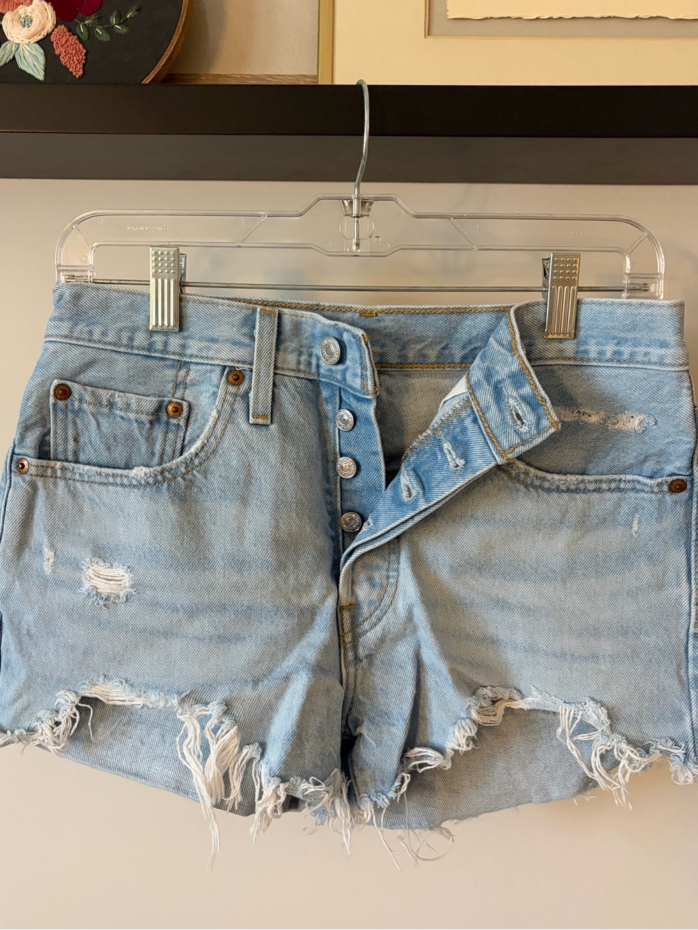 Levi's Distressed Button-Fly Denim Shorts